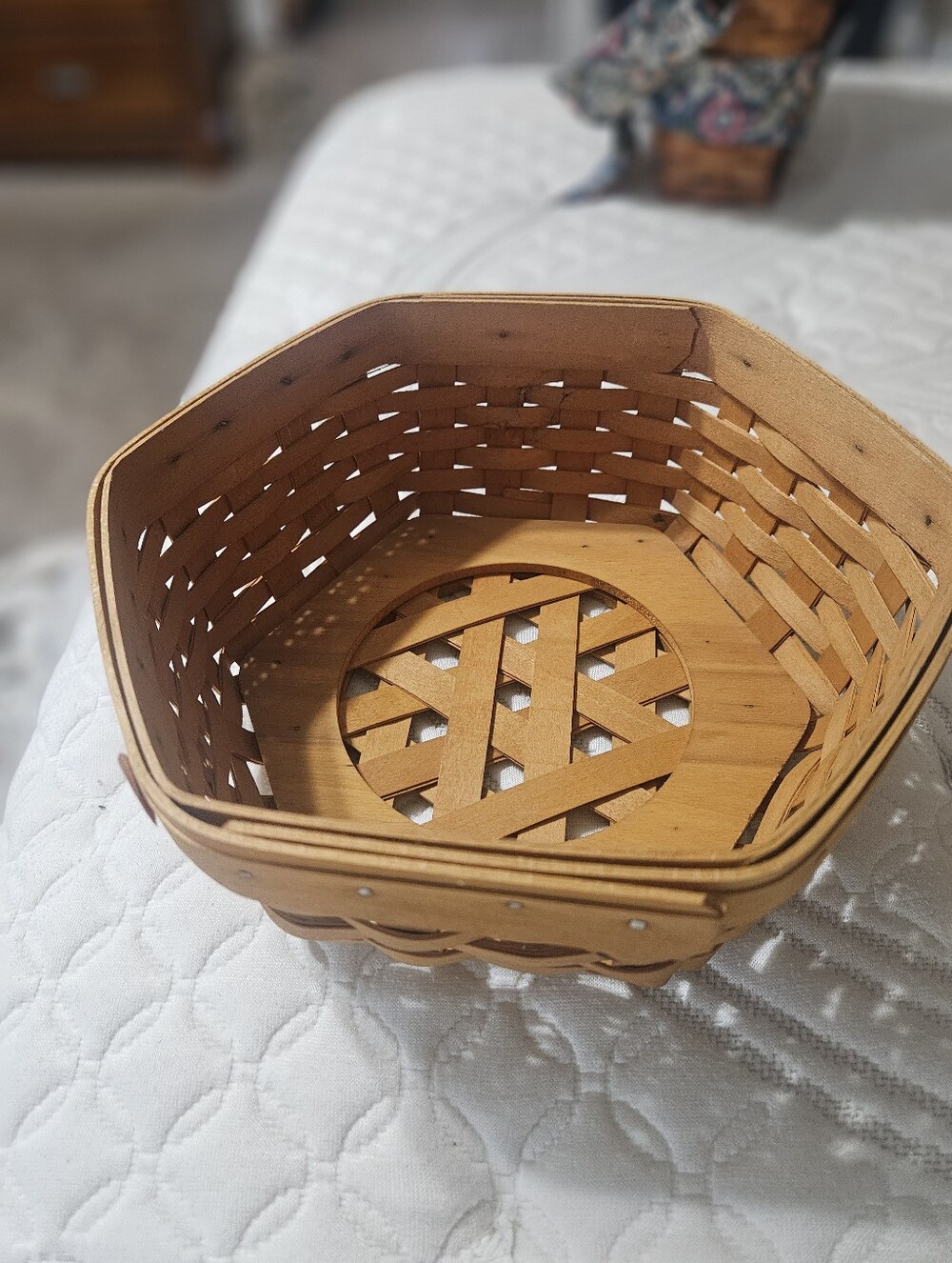 Longaberger Natural Tan Hexagonal Woven Basket